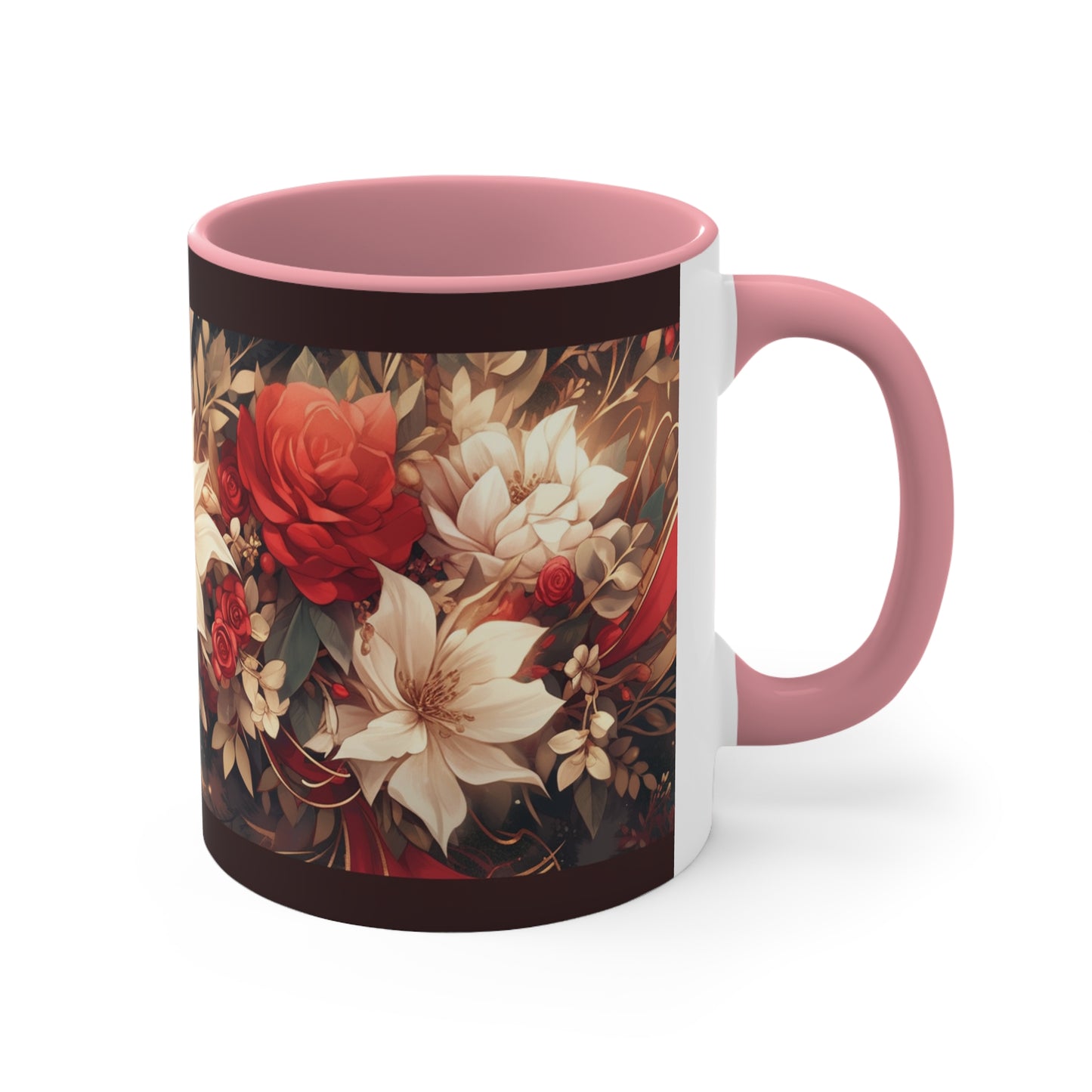 Elevate Your Sips: Duo-Tone Coffee Mug with Floral Accents