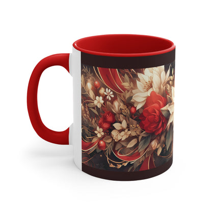 Elevate Your Sips: Duo-Tone Coffee Mug with Floral Accents