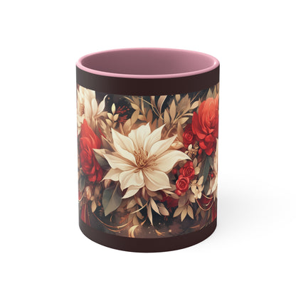 Elevate Your Sips: Duo-Tone Coffee Mug with Floral Accents