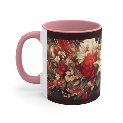 Elevate Your Sips: Duo-Tone Coffee Mug with Floral Accents