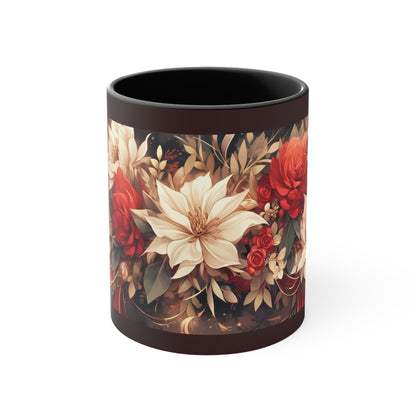 Elevate Your Sips: Duo-Tone Coffee Mug with Floral Accents