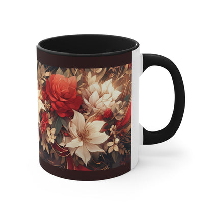 Elevate Your Sips: Duo-Tone Coffee Mug with Floral Accents