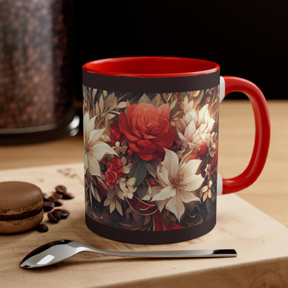 Elevate Your Sips: Duo-Tone Coffee Mug with Floral Accents