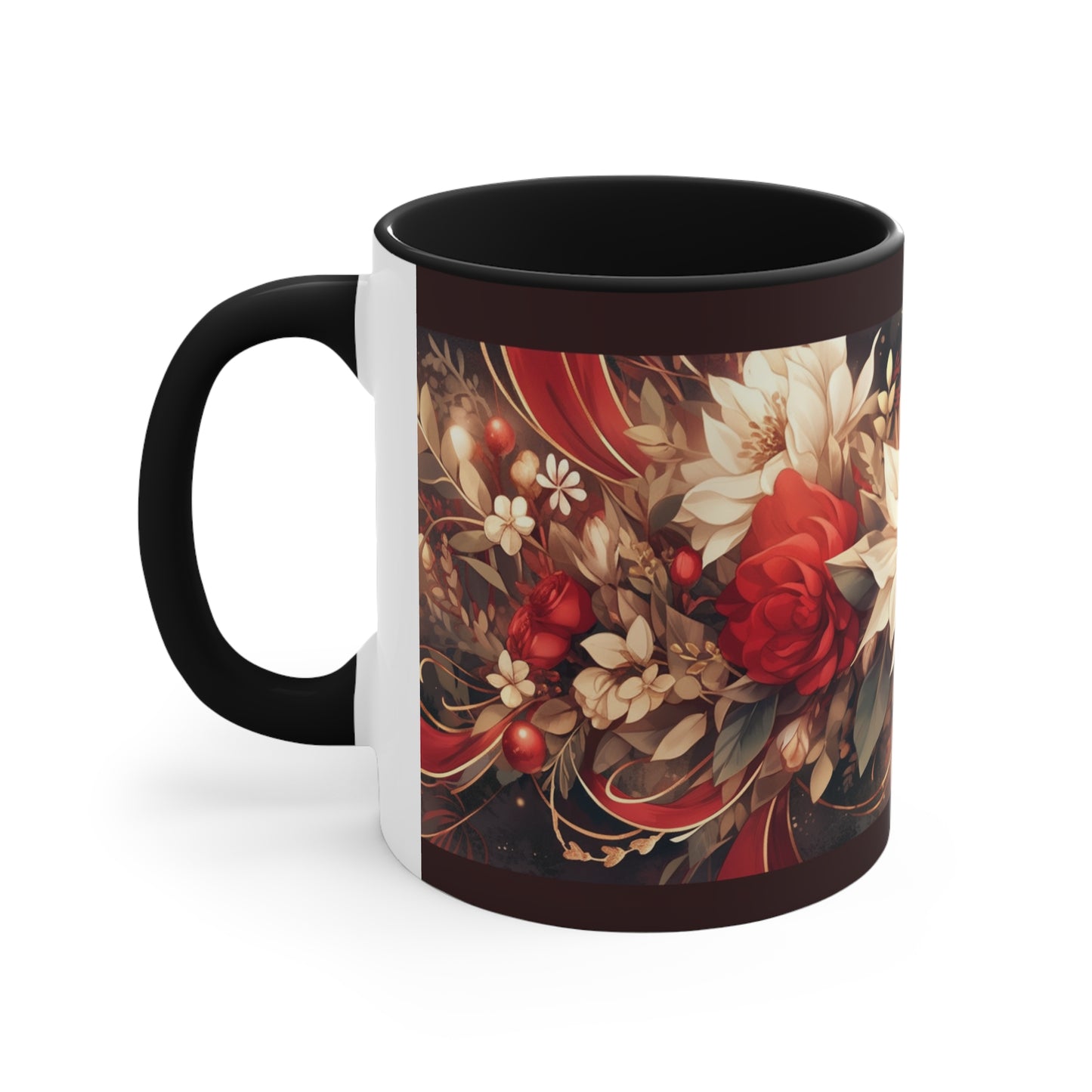 Elevate Your Sips: Duo-Tone Coffee Mug with Floral Accents