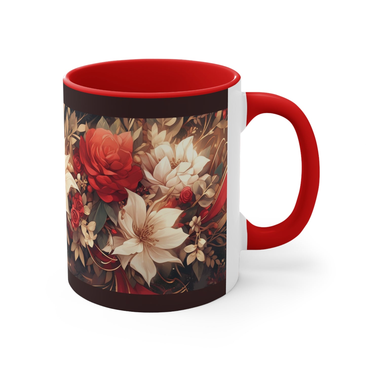 Elevate Your Sips: Duo-Tone Coffee Mug with Floral Accents