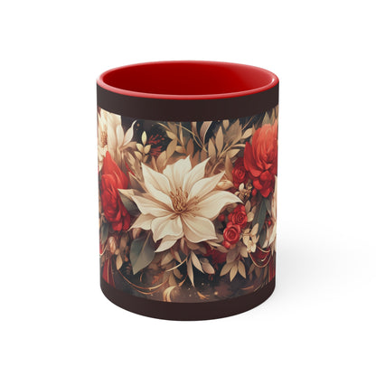 Elevate Your Sips: Duo-Tone Coffee Mug with Floral Accents