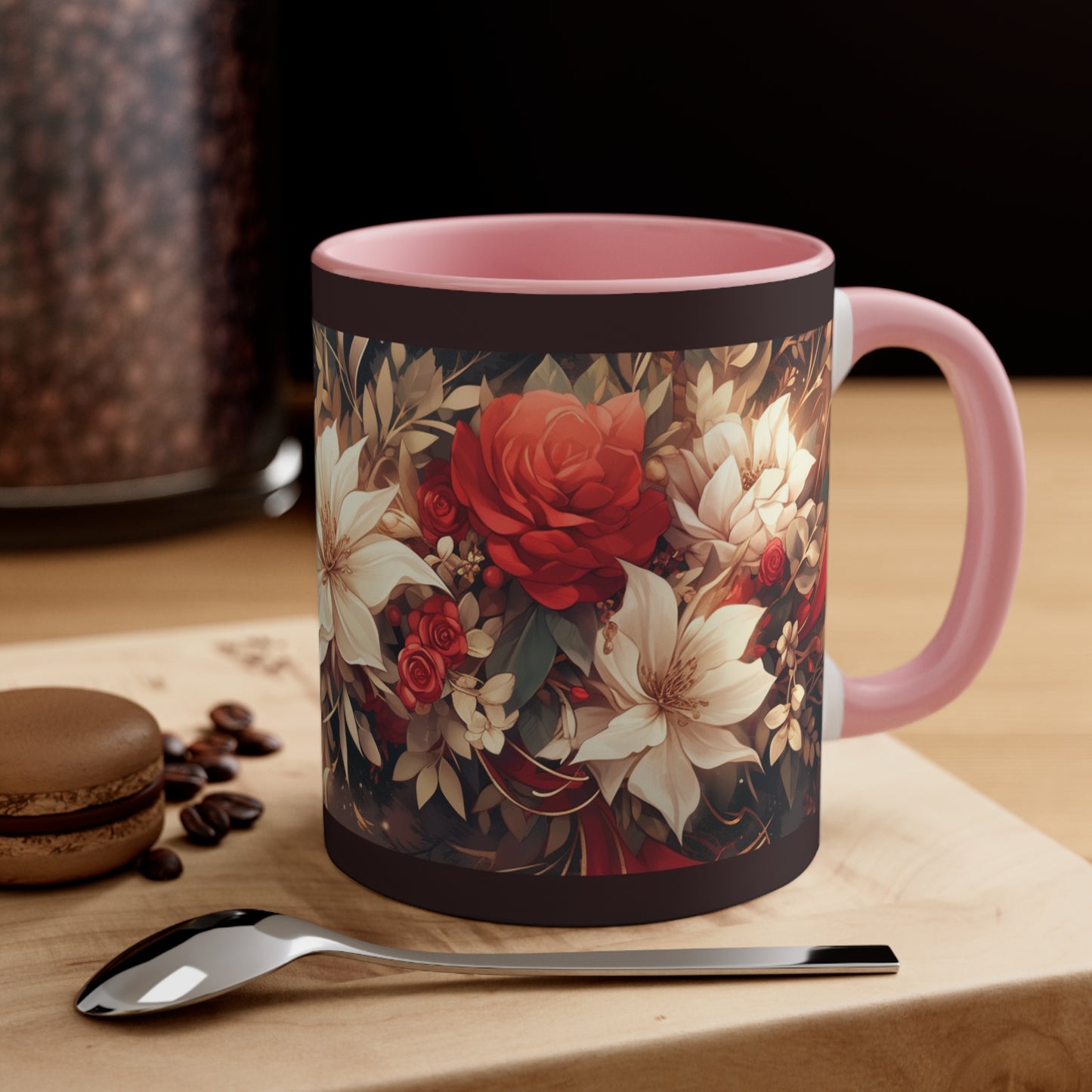 Elevate Your Sips: Duo-Tone Coffee Mug with Floral Accents